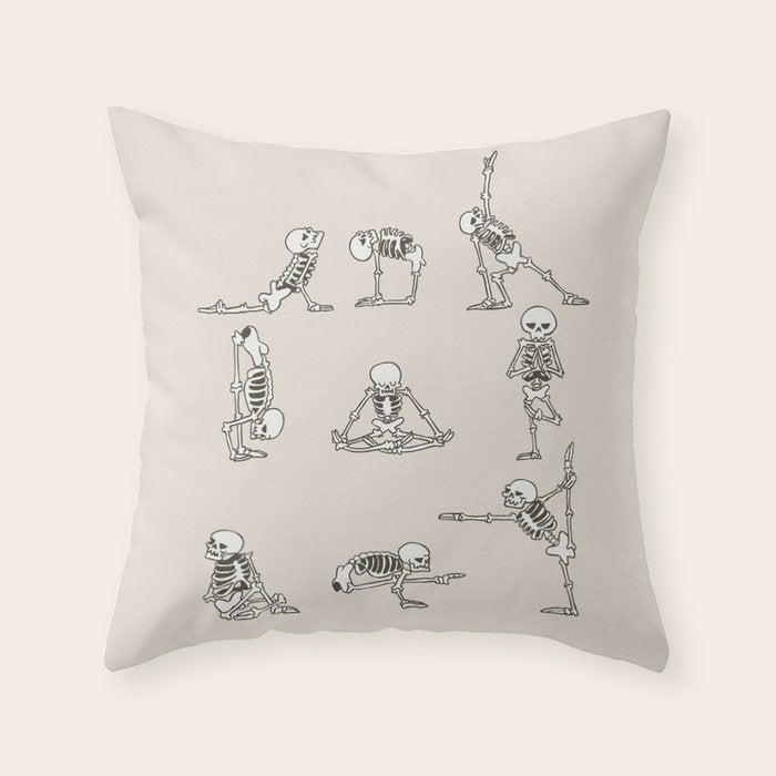 Skeleton Yoga Throw Pillow Gallery Image 1