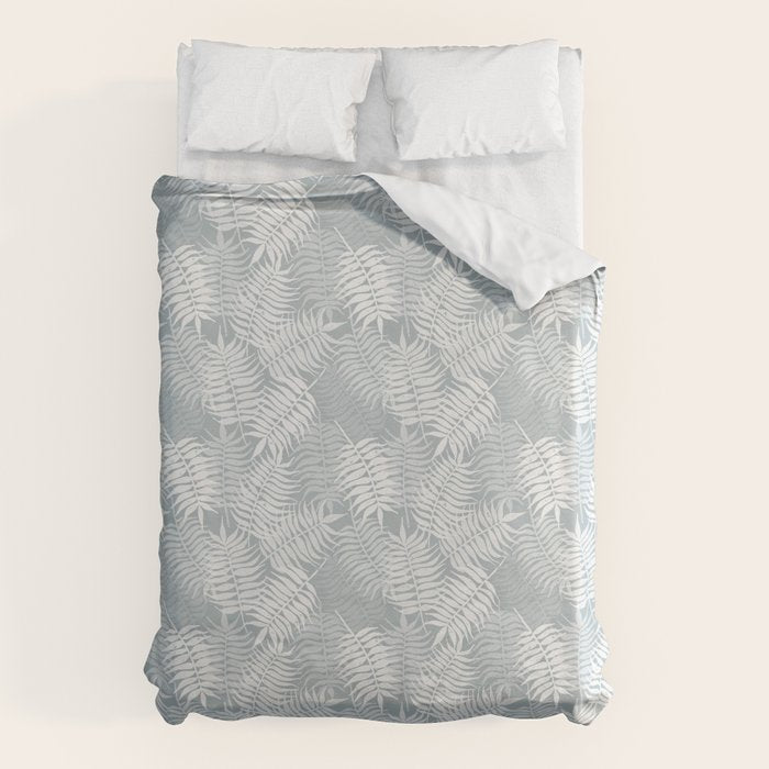 Palm leaves . Coastal blue Duvet Cover Gallery Image 6