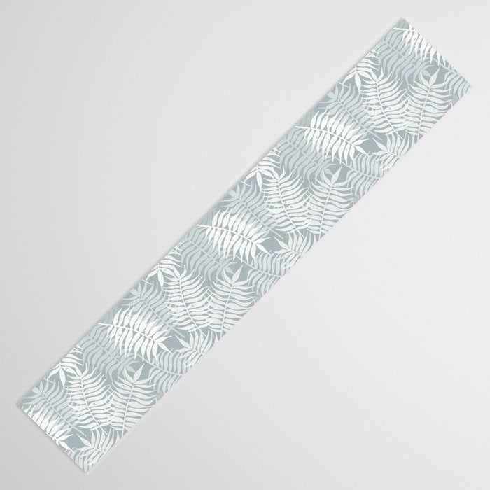 Palm leaves . Coastal blue Table Runner Gallery Image 3