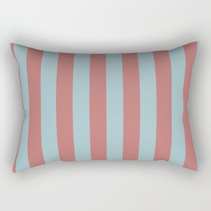 Dusty Pink Greyish Blue Stripe Rectangular Pillow Gallery Image 2