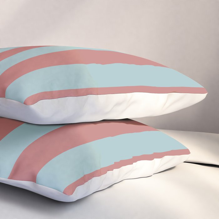 Dusty Pink Greyish Blue Stripe Pillow Sham Gallery Image 3