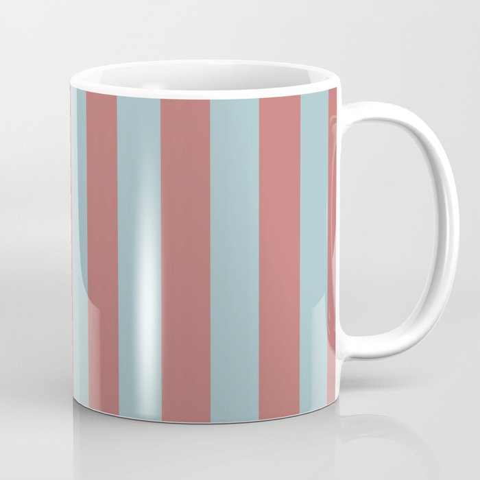 Dusty Pink Greyish Blue Stripe Coffee Mug Gallery Image 1