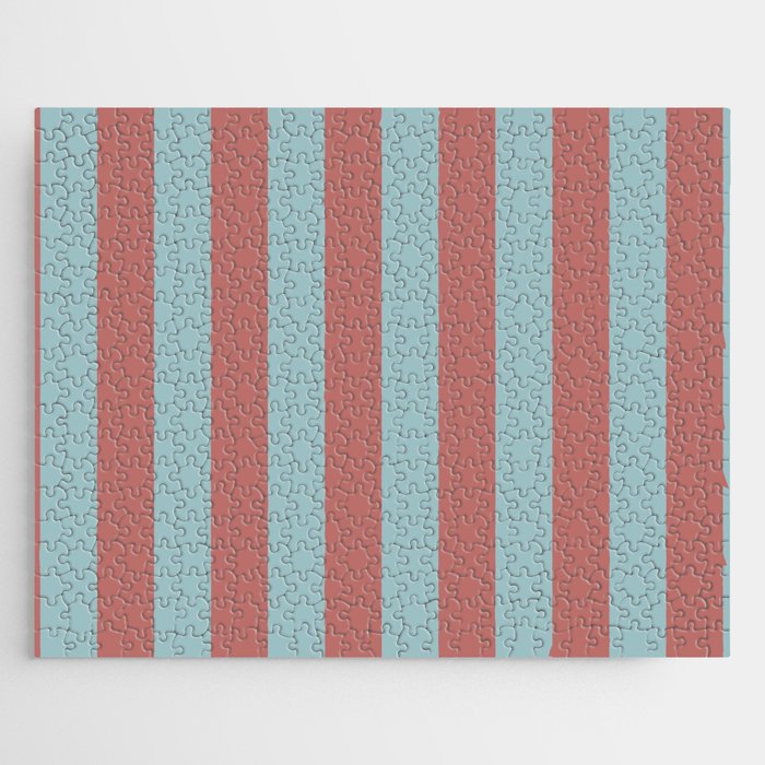 Dusty Pink Greyish Blue Stripe Jigsaw Puzzle Gallery Image 1