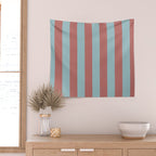 Dusty Pink Greyish Blue Stripe Wall Tapestry Gallery Image 2