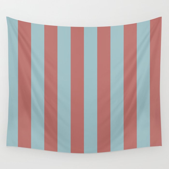 Dusty Pink Greyish Blue Stripe Wall Tapestry Gallery Image 1