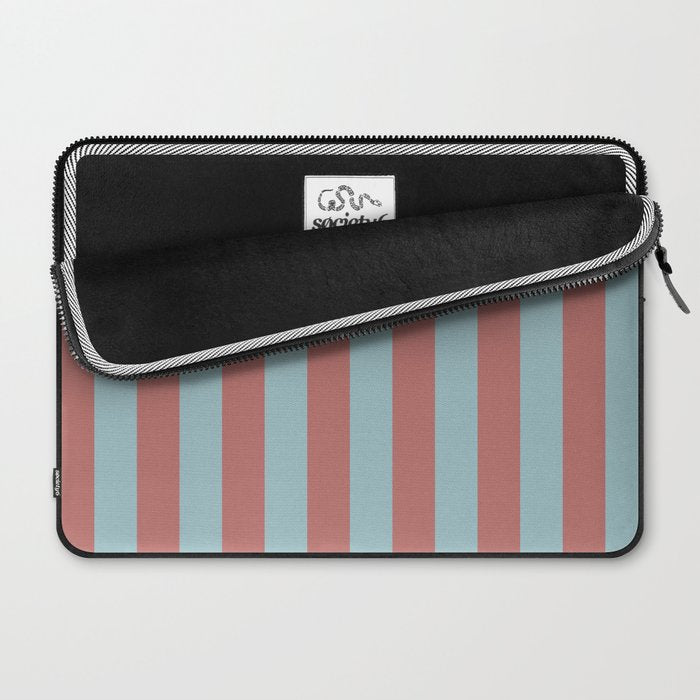 Dusty Pink Greyish Blue Stripe Laptop Sleeve Gallery Image 2