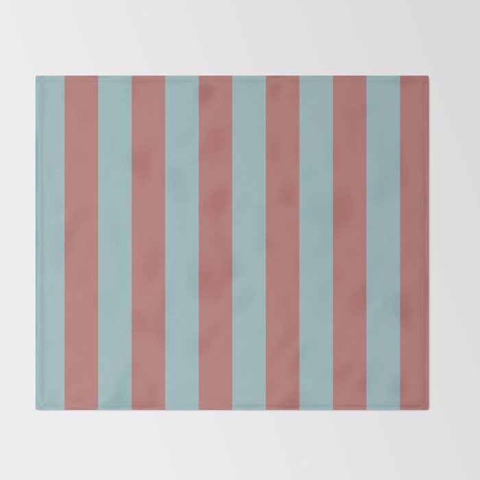 Dusty Pink Greyish Blue Stripe Throw Blanket Gallery Image 2