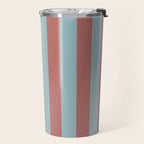 Dusty Pink Greyish Blue Stripe Travel Mug Gallery Image 2