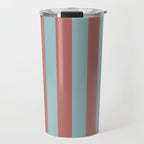 Dusty Pink Greyish Blue Stripe Travel Mug Gallery Image 1