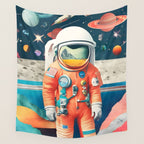 The Outsider Syndrome, Astronaut Space Travel Galaxy Surrealism, Individuality Blush Photography Plants Mars Moon Eclectic Concept Wall Tapestry Gallery Image 4