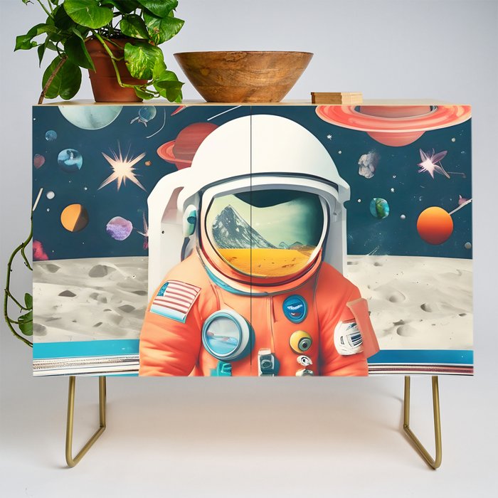 The Outsider Syndrome, Astronaut Space Travel Galaxy Surrealism, Individuality Blush Photography Plants Mars Moon Eclectic Concept Credenza Gallery Image 1