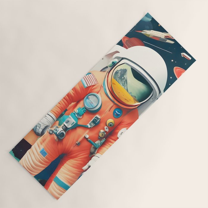 The Outsider Syndrome, Astronaut Space Travel Galaxy Surrealism, Individuality Blush Photography Plants Mars Moon Eclectic Concept Yoga Mat Gallery Image 1