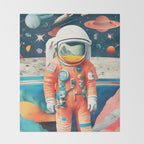 The Outsider Syndrome, Astronaut Space Travel Galaxy Surrealism, Individuality Blush Photography Plants Mars Moon Eclectic Concept Throw Blanket Gallery Image 2