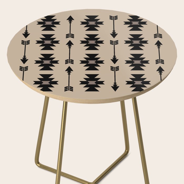 Southwestern Arrow Pattern 232 Black and Beige Side Table Gallery Image 2