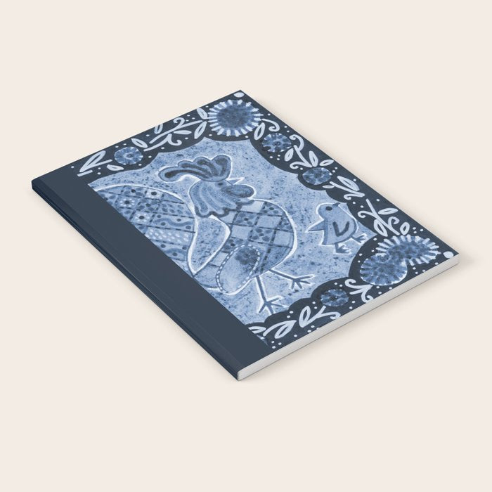 Rooster Painting in Navy Blue - Folk Art Style Notebook Gallery Image 2