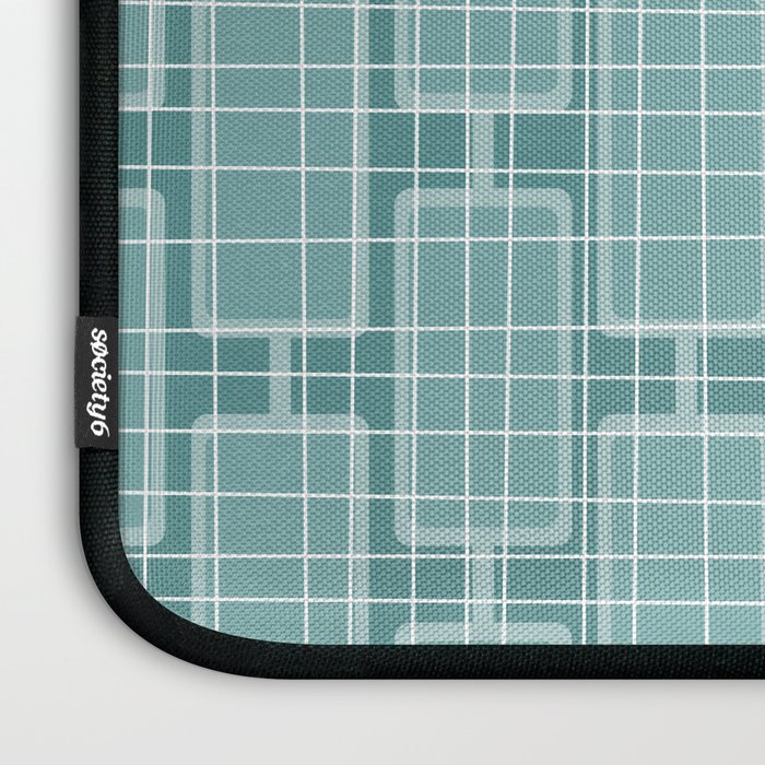Mid Century Modern Woven Link Pattern in Teal Laptop Sleeve Gallery Image 3