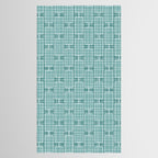 Mid Century Modern Woven Link Pattern in Teal Tablecloth Gallery Image 2