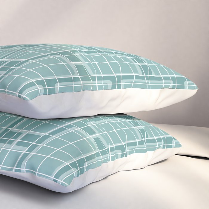 Mid Century Modern Woven Link Pattern in Teal Pillow Sham Gallery Image 3