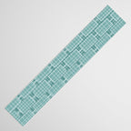 Mid Century Modern Woven Link Pattern in Teal Table Runner Gallery Image 3