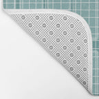 Mid Century Modern Woven Link Pattern in Teal Bath Mat Gallery Image 2