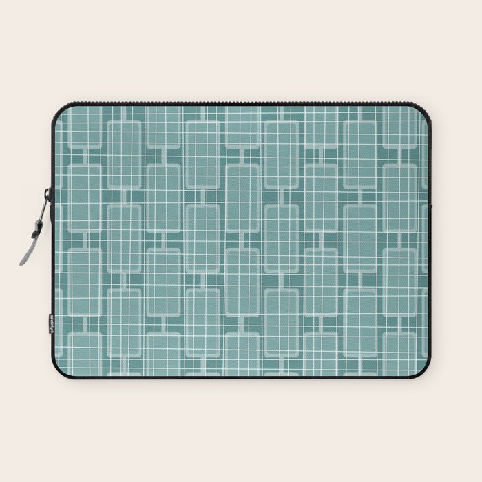 Mid Century Modern Woven Link Pattern in Teal Laptop Sleeve Gallery Image 1