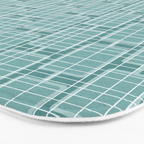 Mid Century Modern Woven Link Pattern in Teal Bath Mat Gallery Image 3