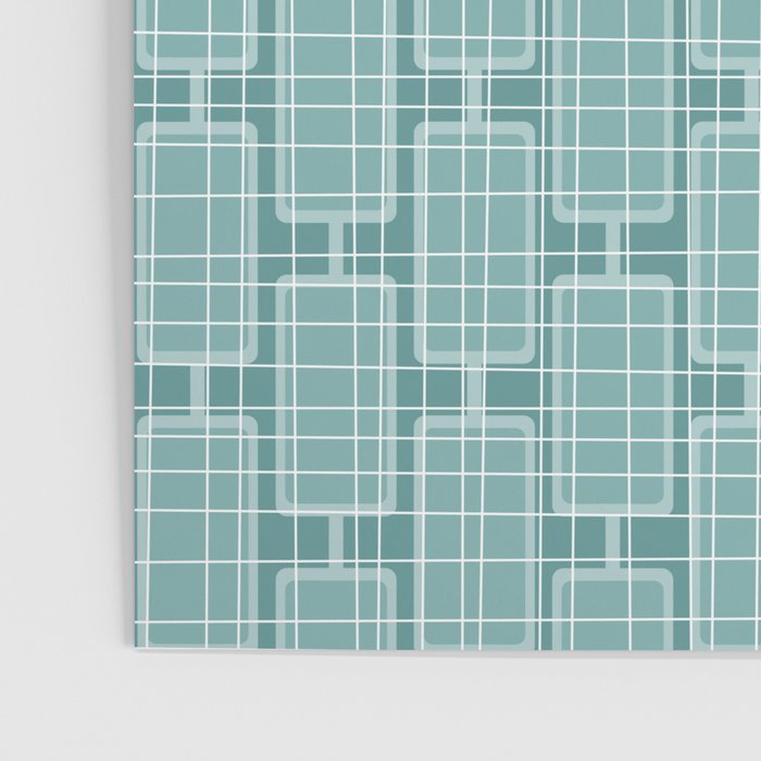 Mid Century Modern Woven Link Pattern in Teal Poster Gallery Image 3