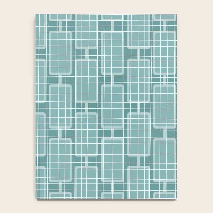 Mid Century Modern Woven Link Pattern in Teal Notebook Gallery Image 4