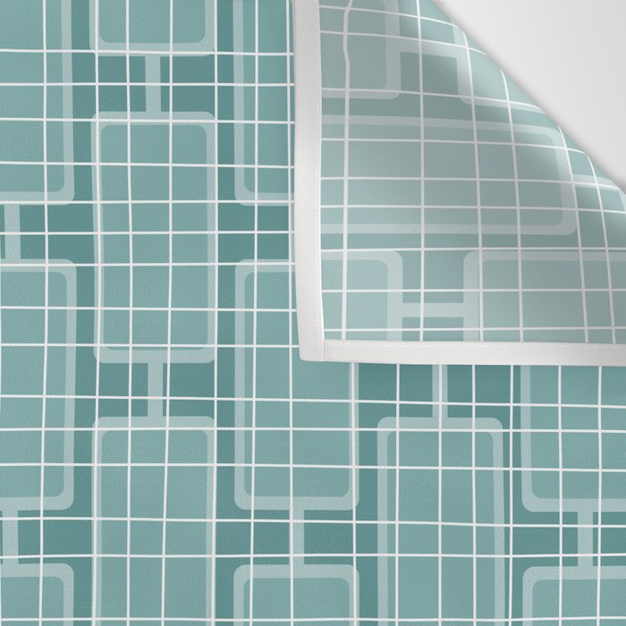 Mid Century Modern Woven Link Pattern in Teal Wall Tapestry Gallery Image 3