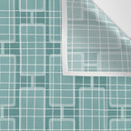 Mid Century Modern Woven Link Pattern in Teal Wall Tapestry Gallery Image 3