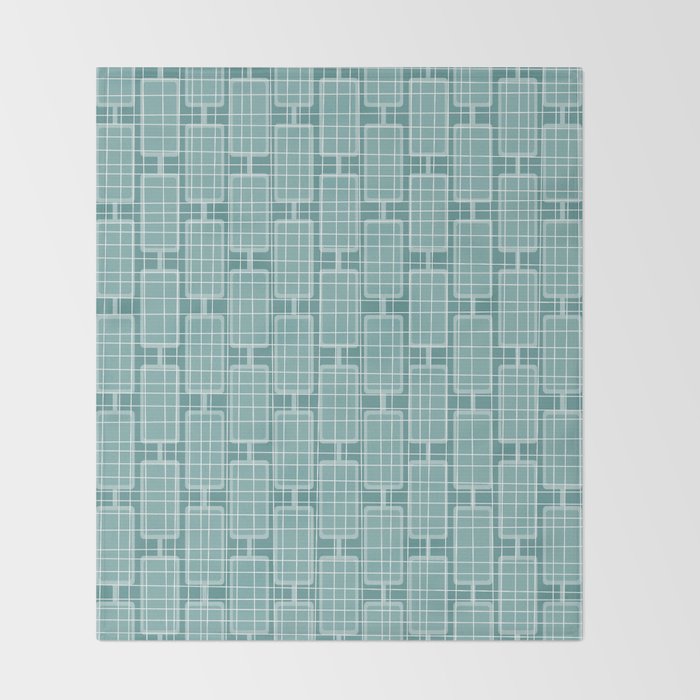 Mid Century Modern Woven Link Pattern in Teal Throw Blanket Gallery Image 2