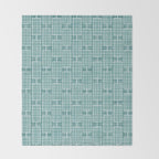Mid Century Modern Woven Link Pattern in Teal Throw Blanket Gallery Image 2