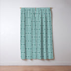 Mid Century Modern Woven Link Pattern in Teal Window Curtain Gallery Image 3