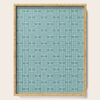 Mid Century Modern Woven Link Pattern in Teal Serving Tray Gallery Image 1