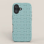 Mid Century Modern Woven Link Pattern in Teal iPhone Case Gallery Image 1