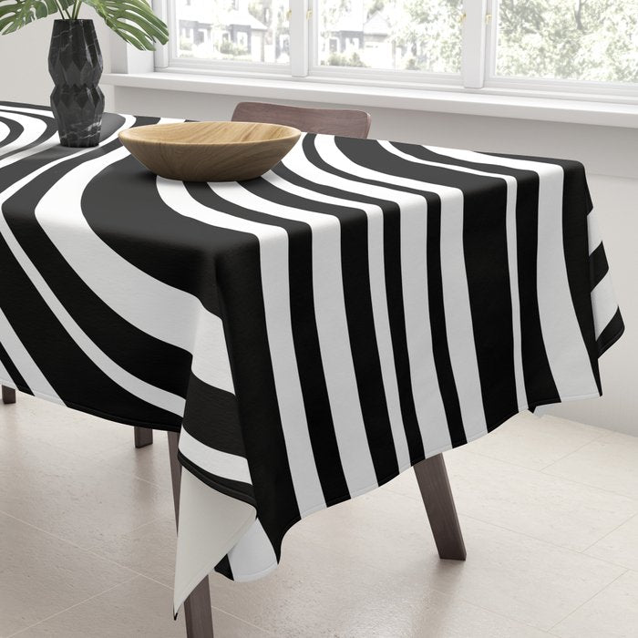 Wavy Stripes XLI - Black and White Tablecloth Gallery Image 3