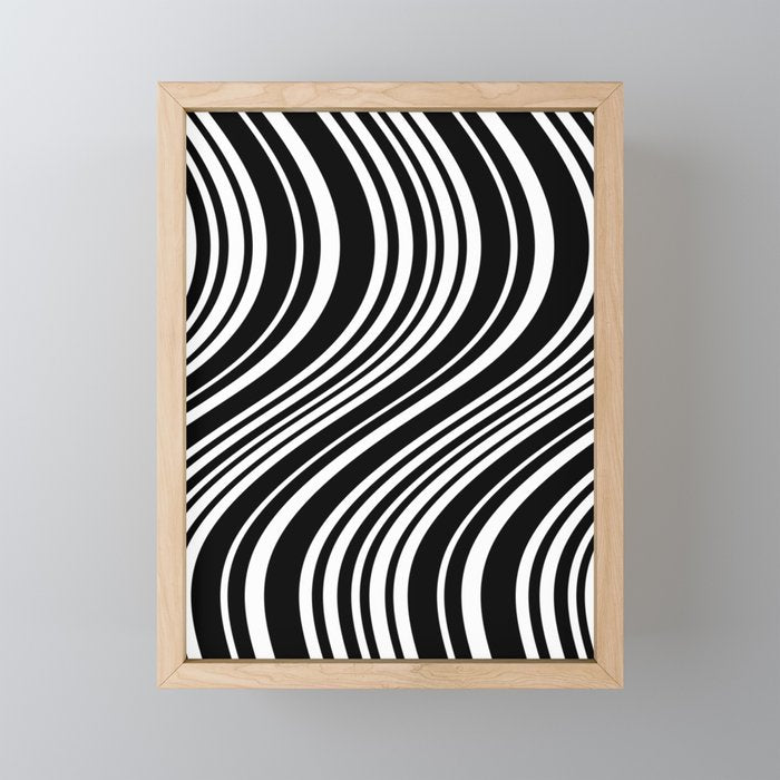 Wavy Stripes XLI - Black and White Mini Art Print Gallery Image 1