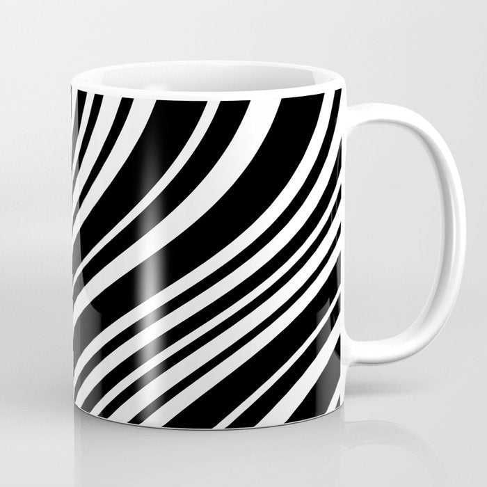 Wavy Stripes XLI - Black and White Coffee Mug Gallery Image 1