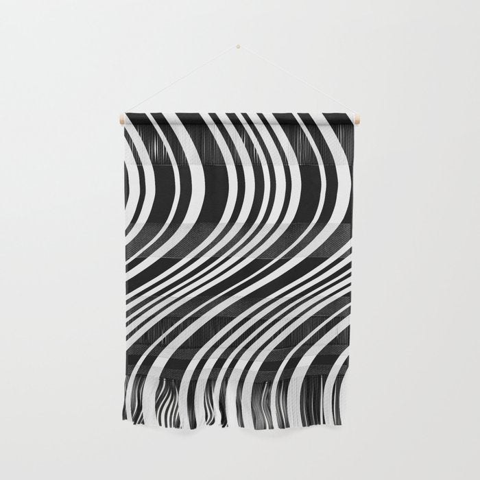 Wavy Stripes XLI - Black and White Wall Hanging Gallery Image 1