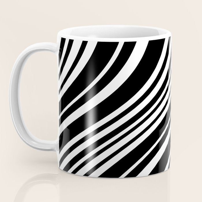 Wavy Stripes XLI - Black and White Coffee Mug Gallery Image 3