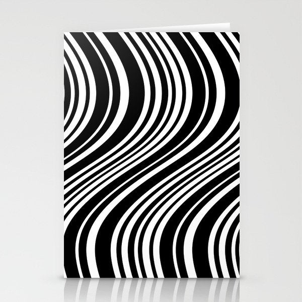 Wavy Stripes XLI - Black and White Stationery Card Gallery Image 1