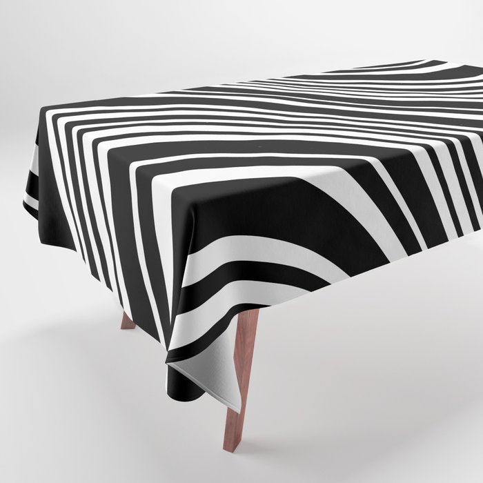 Wavy Stripes XLI - Black and White Tablecloth Gallery Image 1