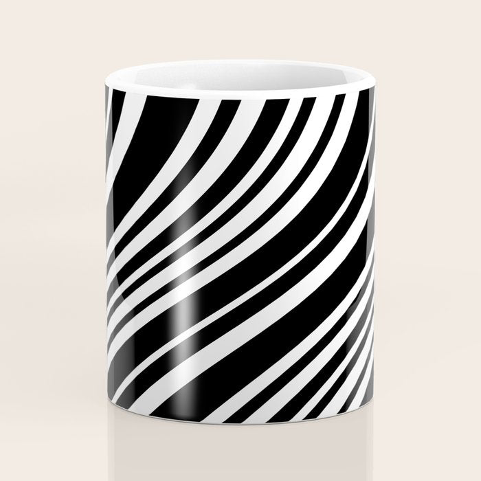 Wavy Stripes XLI - Black and White Coffee Mug Gallery Image 4