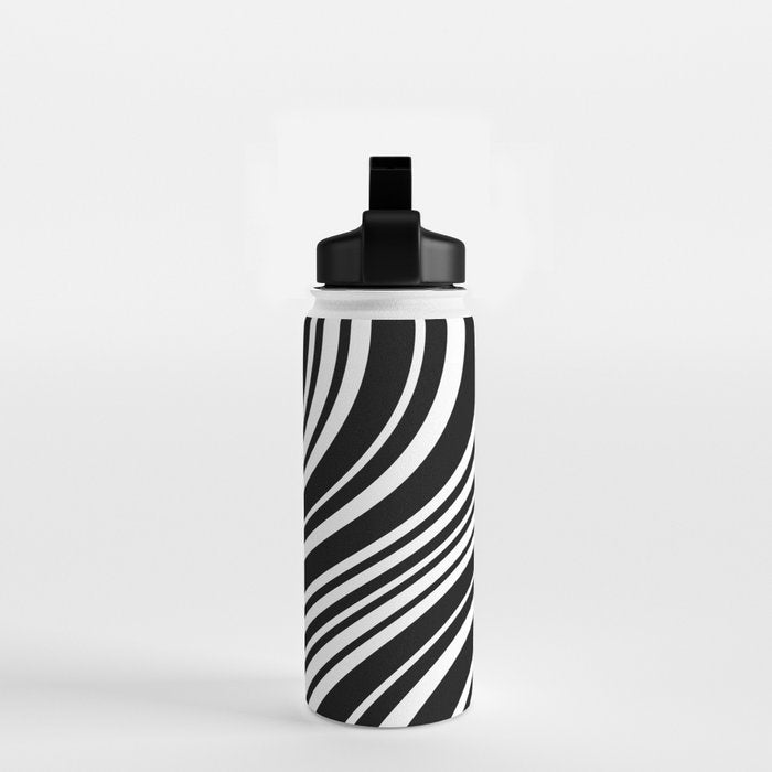 Wavy Stripes XLI - Black and White Water Bottle Gallery Image 2