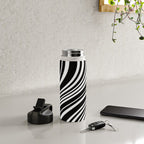 Wavy Stripes XLI - Black and White Water Bottle Gallery Image 4