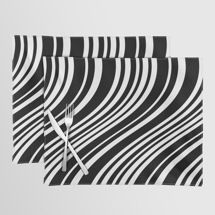 Wavy Stripes XLI - Black and White Placemat Gallery Image 1