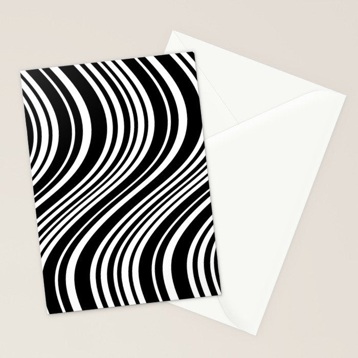 Wavy Stripes XLI - Black and White Stationery Card Gallery Image 2