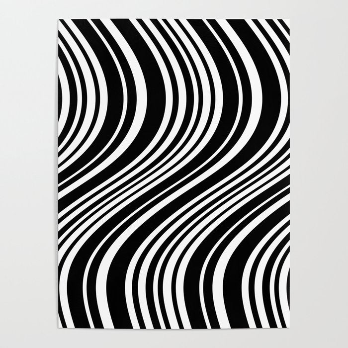Wavy Stripes XLI - Black and White Poster Gallery Image 1