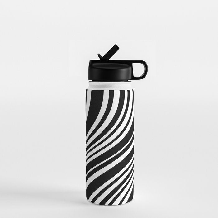 Wavy Stripes XLI - Black and White Water Bottle Gallery Image 1