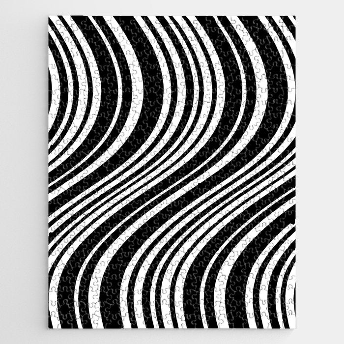 Wavy Stripes XLI - Black and White Jigsaw Puzzle Gallery Image 1